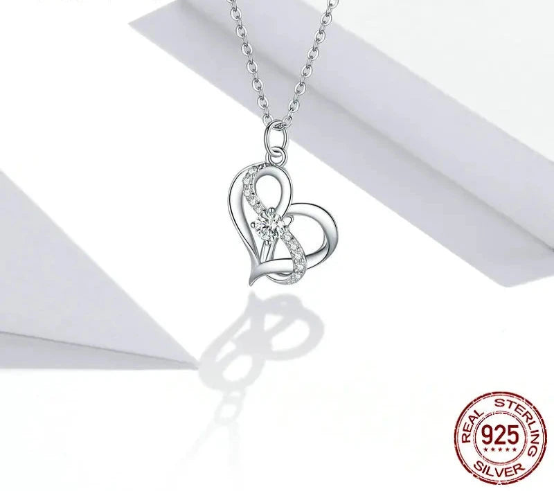 925 Sterling Silver Clear CZ Forever Love Heart Pendant Necklace for Women Valentine's Day Anniversary Gift Fine Jewelry