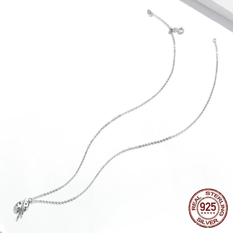 925 Sterling Silver Color Palette Necklace Chain Zircon Crystal Art Brush for Women Fine Statement Jewelry SCN457