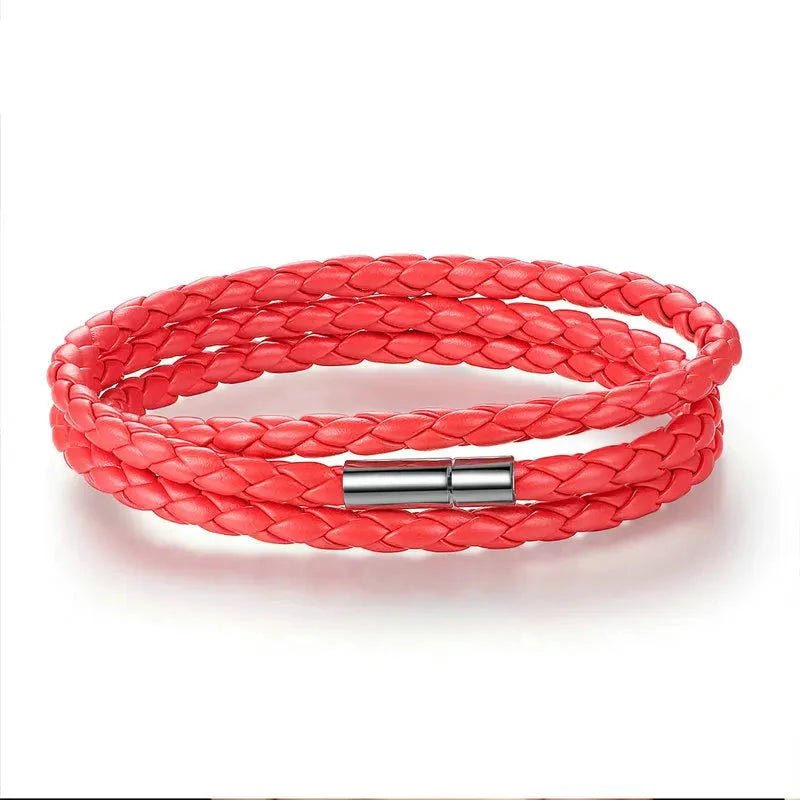 6 Color Wholesale Long Chain Adjustable Magnet Buckle Unisex PU leather Bracelets for Women and Men Fashion Jewelry