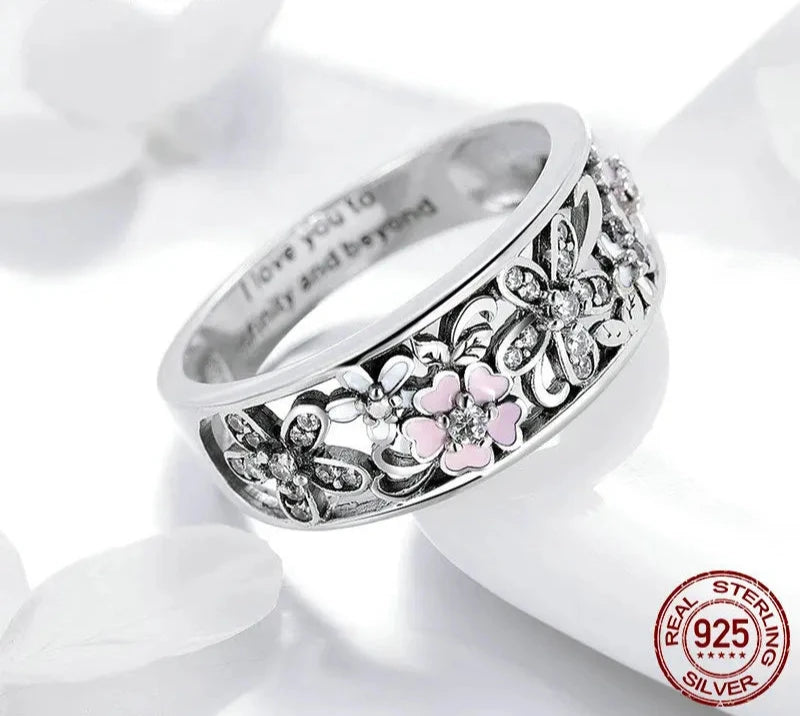 925 Sterling Silver Daisy Flower & Infinity Love Pave Finger Rings for Women Wedding Engagement Jewelry SCR390