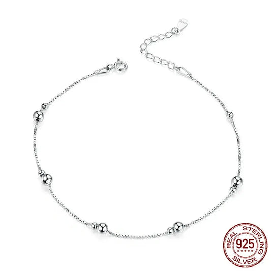 Minimalist Round Beads Anklet Sterling Silver Chian Bracelet for Leg Female Foot Jewelry For Women Leg Chain SCT005