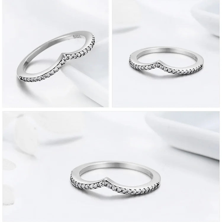 925 Sterling Silver Water Droplet Clear CZ Finger Rings for Women Wedding Engagement Jewelry Girlfriend Gift PA7649