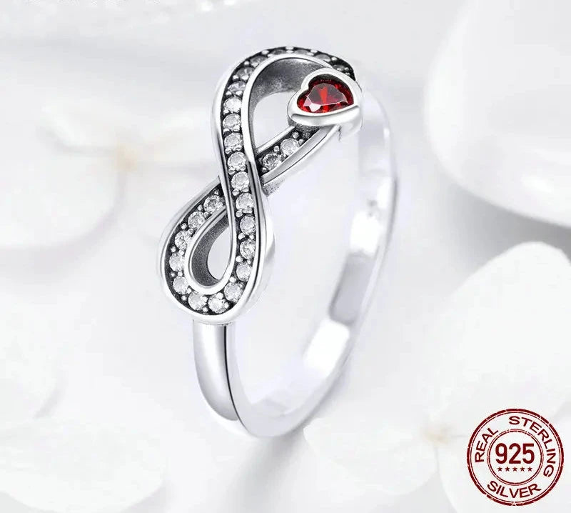 925 Sterling Silver Infinity Love Forever Heart Clear CZ Finger Ring for Women Wedding Engagement Jewelry SCR415