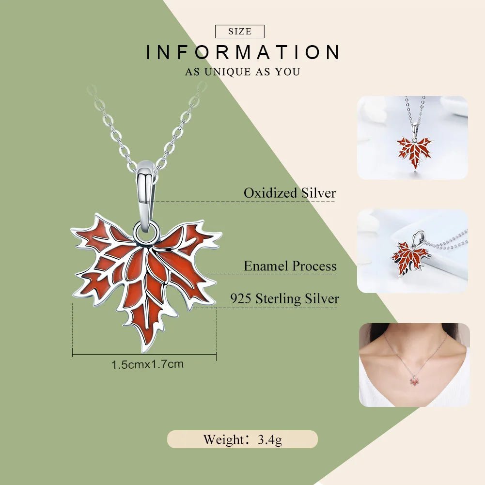 925 Sterling Silver Autumn Maple Tree Leaves Pendant Necklace for Women Luxury Sterling Silver Jewelry Gift CC585