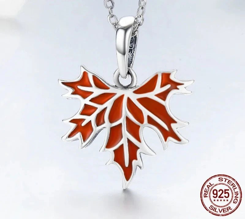 925 Sterling Silver Autumn Maple Tree Leaves Pendant Necklace for Women Luxury Sterling Silver Jewelry Gift CC585