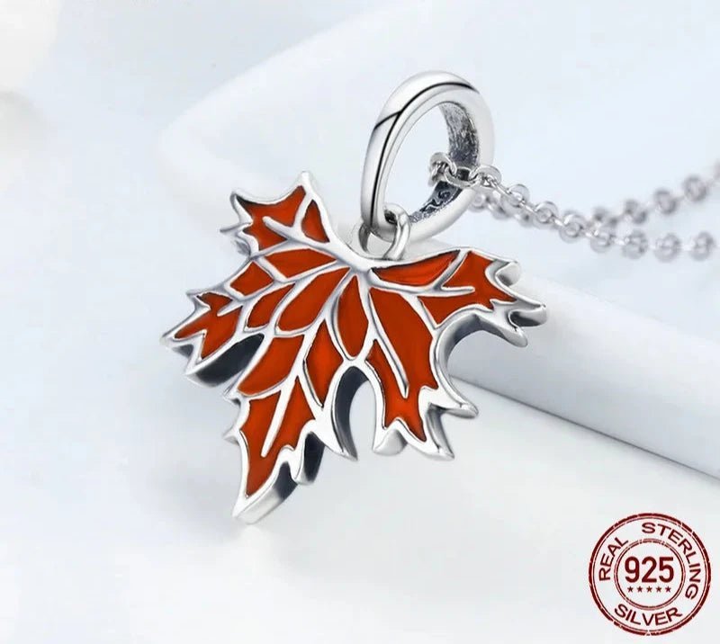 925 Sterling Silver Autumn Maple Tree Leaves Pendant Necklace for Women Luxury Sterling Silver Jewelry Gift CC585