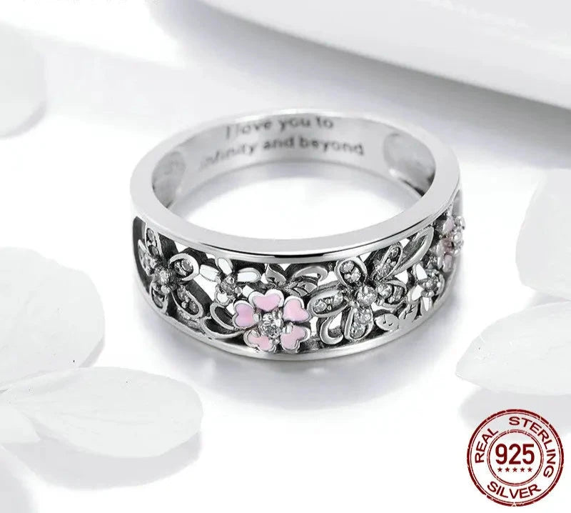 925 Sterling Silver Daisy Flower & Infinity Love Pave Finger Rings for Women Wedding Engagement Jewelry SCR390