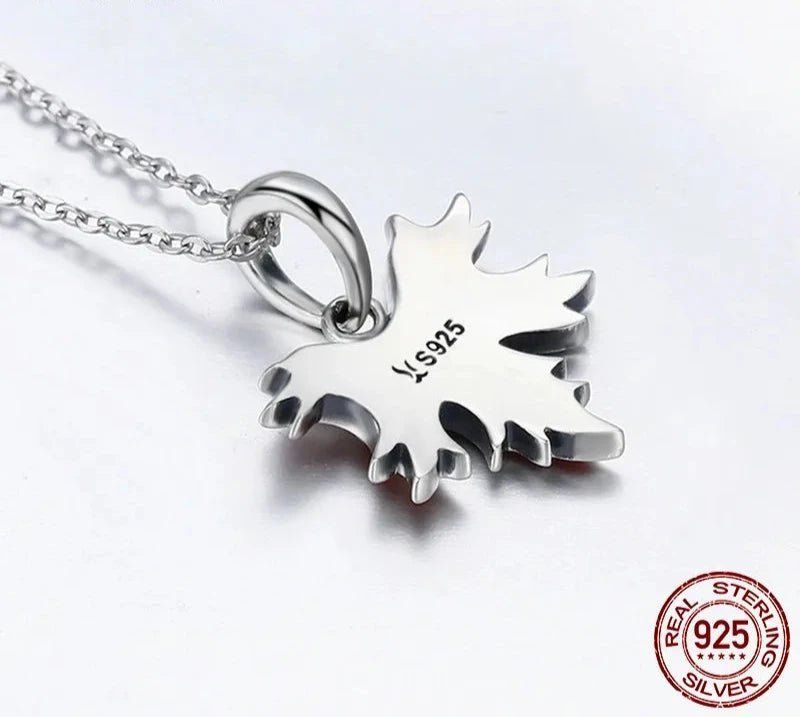 925 Sterling Silver Autumn Maple Tree Leaves Pendant Necklace for Women Luxury Sterling Silver Jewelry Gift CC585