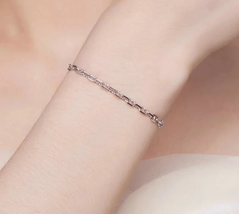 925 Sterling Silver 3mm Basic Bracelet Square Shaped Chain Link Silver Jewelry For Men & Women SCB254