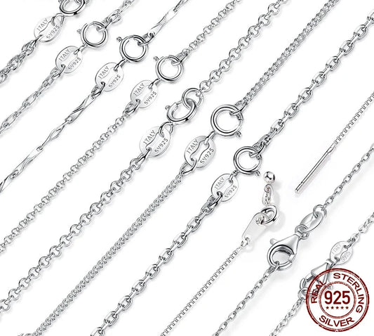 Classic Basic Chain 100% 925 Sterling Silver Lobster Clasp Adjustable Necklace Chain Fashion Jewelry for Women