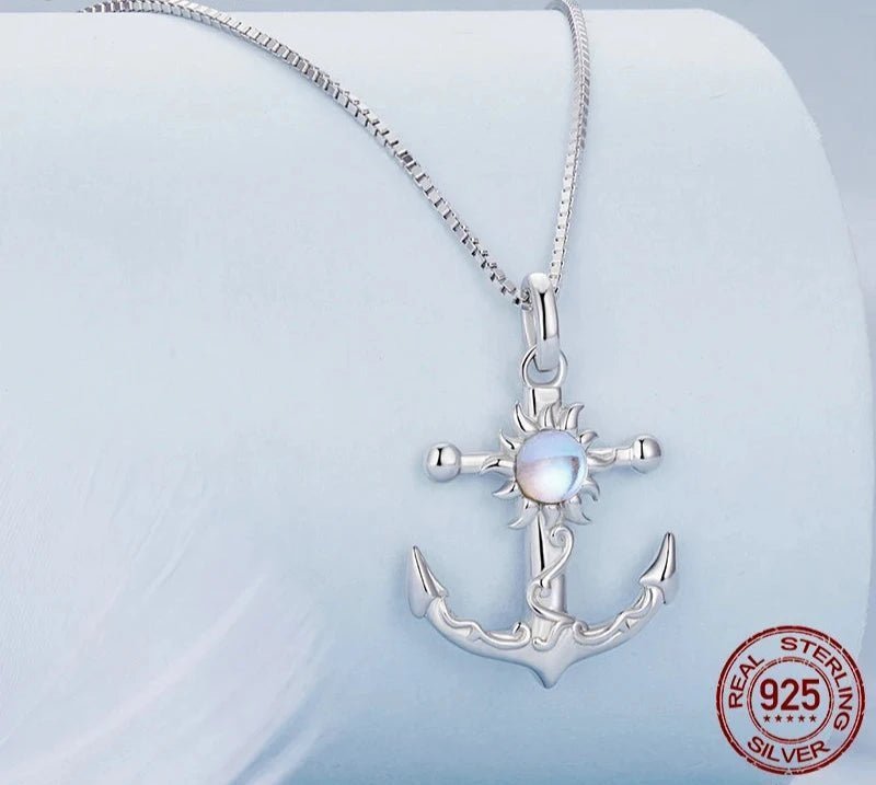 925 Sterling Silver Anchor Pendant Necklace Shiny Sun Neck Chain for Women Birthday Gift Original Design Fine Jewelry