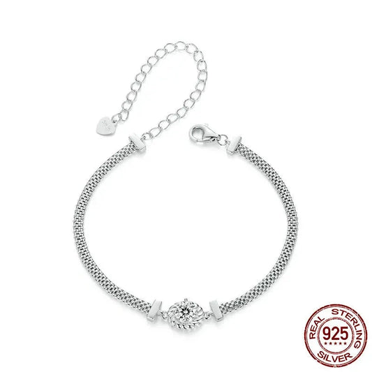 925 Sterling Silver Chic Moissanite Bracelet Retro Braided Silver Lab Diamond Chain Link Women Valentine's Day Jewelry