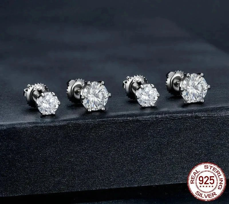 925 Silver D Color Brilliant Round Cut Lab Created Diamond Wedding Engagement Earrings