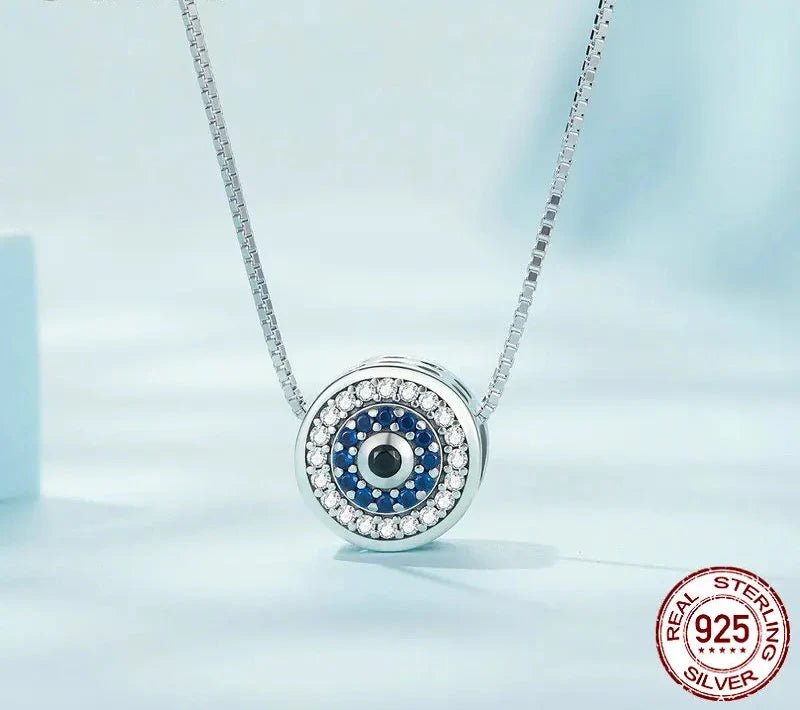 925 Sterling Silver Blue Crystal Evil Eye Necklace Lucky Eye Neck Chain for Women Birthday Gift Fine Jewelry