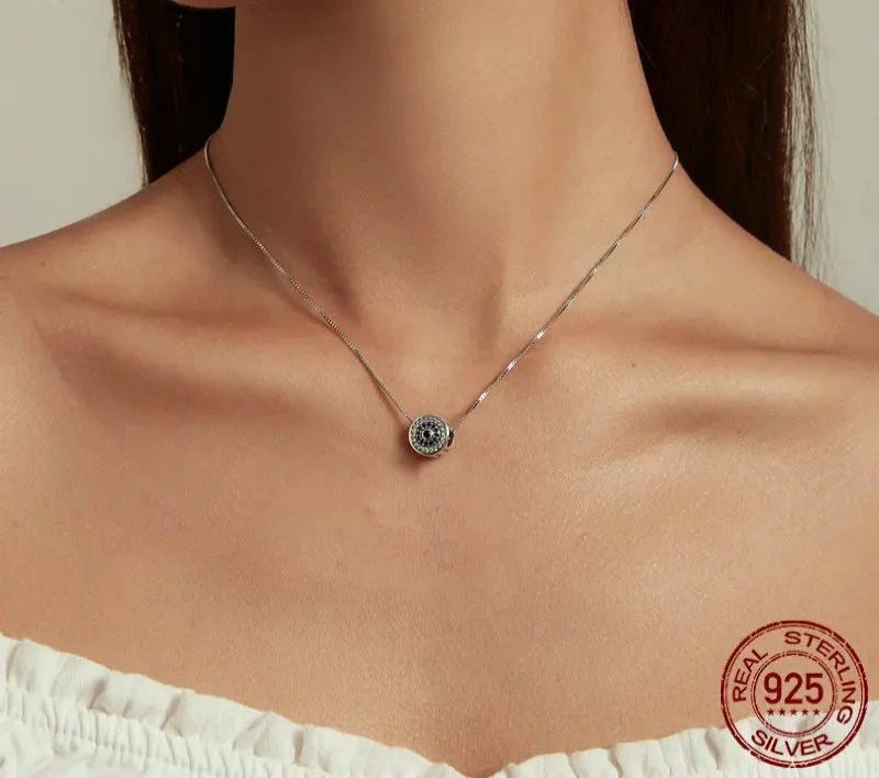 925 Sterling Silver Blue Crystal Evil Eye Necklace Lucky Eye Neck Chain for Women Birthday Gift Fine Jewelry