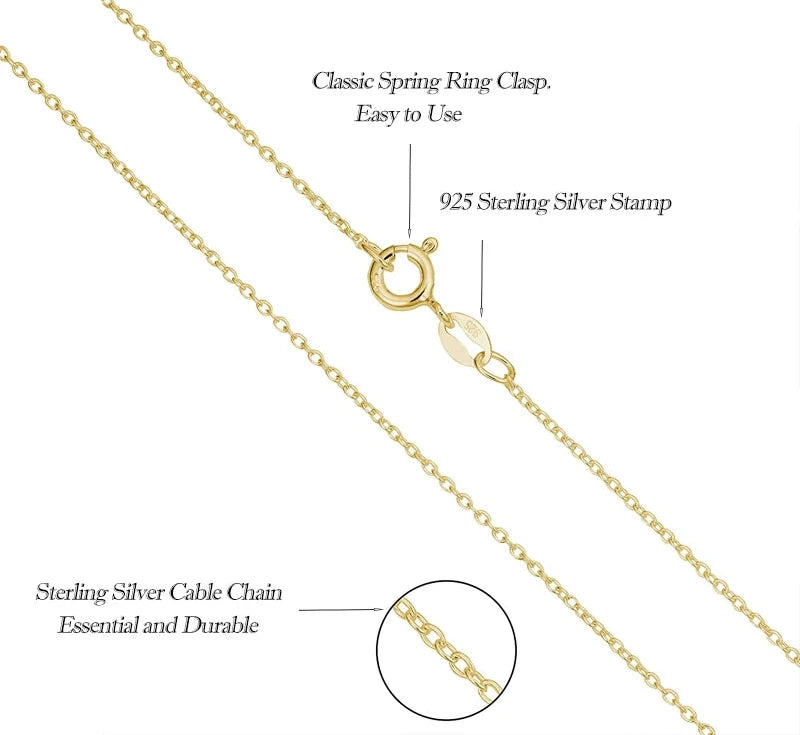 Classic Basic Chain 100% 925 Sterling Silver Lobster Clasp Adjustable Necklace Chain Fashion Jewelry for Women