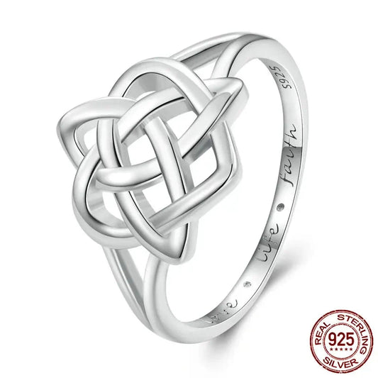 925 Sterling Silver Celtic Knot Finger Ring for Women Birthday Valentine's Day Gift Platinum Plated Fine Jewelry SCR908