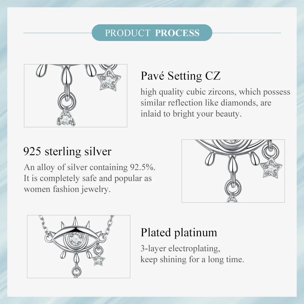 925 Sterling Silver Devil's Eyes Clavicle Chain for Women Fine Jewelry Guardian Necklace Choker Wedding Gift SCN484