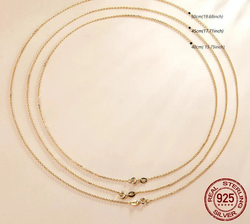 Classic Basic Chain 100% 925 Sterling Silver Lobster Clasp Adjustable Necklace Chain Fashion Jewelry for Women