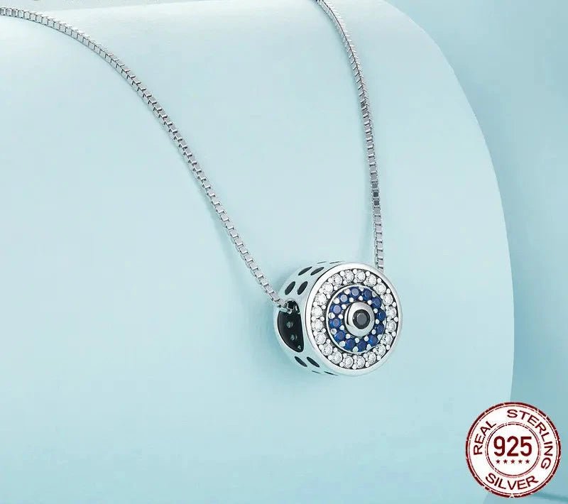 925 Sterling Silver Blue Crystal Evil Eye Necklace Lucky Eye Neck Chain for Women Birthday Gift Fine Jewelry