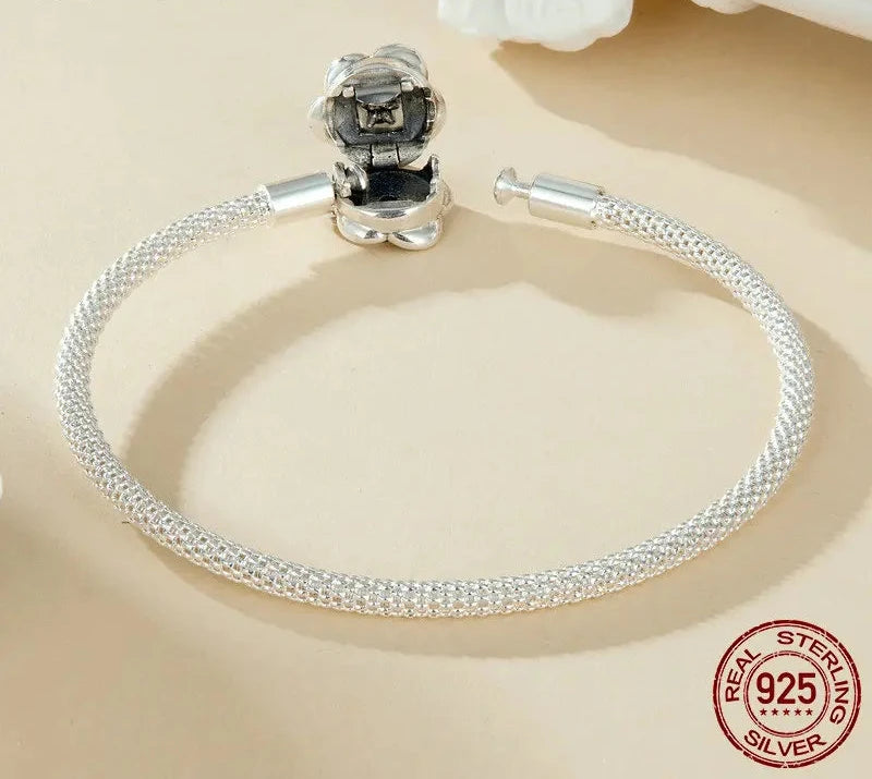 925 Sterling Silver Classic Basic Bracelet Rose Buckle Chain for Women Charm Bead DIY Fine Jewelry 17CM 19CM 21CM