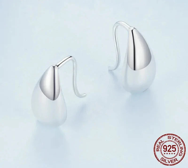 925 Sterling Silver Glossy Waterdrop Earrings Teardrop Stud Earrings for Women Simple Fine Jewelry Gift BSE869