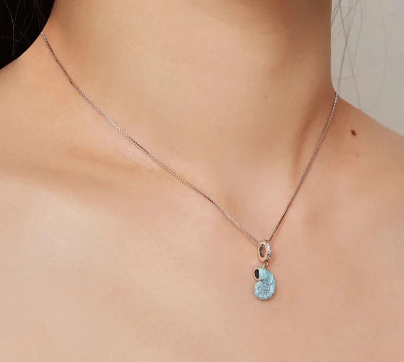 925 Sterling Silver Blue Conch Necklace for Women Ocean Style Pendant Party Jewelry