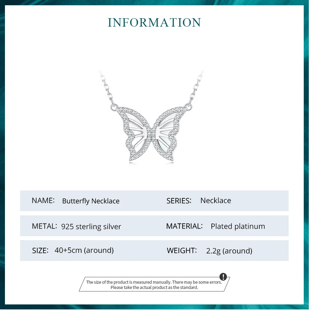 925 Sterling Silver Butterfly Pendant Necklace for Women  Birthday Christmas Gift Pave Setting CZ Fine Jewelry BSN293