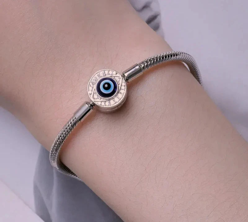 925 Sterling Silver Demon Eye Basic Bracelet Snake Chain Bracelet for Women Charms DIY Pave Setting CZ Fine Jewelry