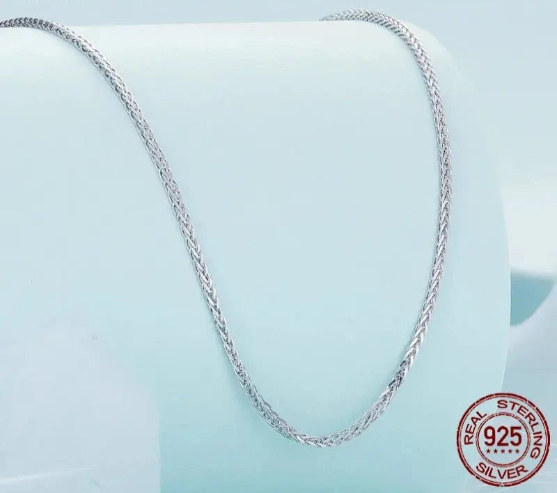 925 Sterling Silver Basic Chopin Necklace Simple Style Chain Link for Women Platinum Plated Fine Jewelry SCA019