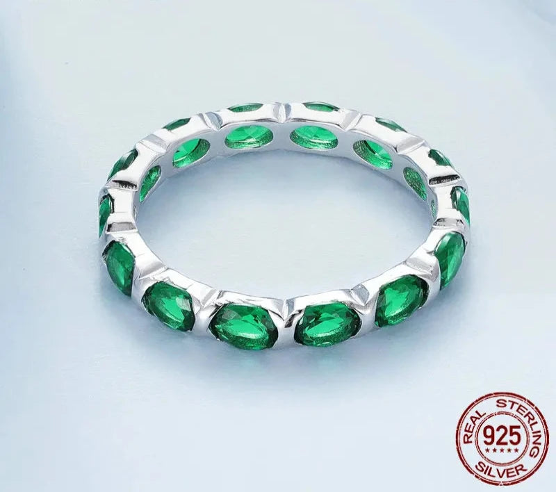 925 Sterling Silver Dazzling Green Spinel Finger Ring for Women Valentine's Day Gift Platinum Plated Fine Jewelry