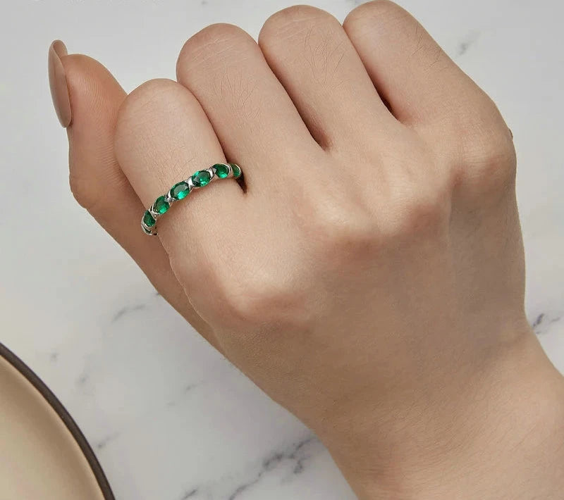 925 Sterling Silver Dazzling Green Spinel Finger Ring for Women Valentine's Day Gift Platinum Plated Fine Jewelry