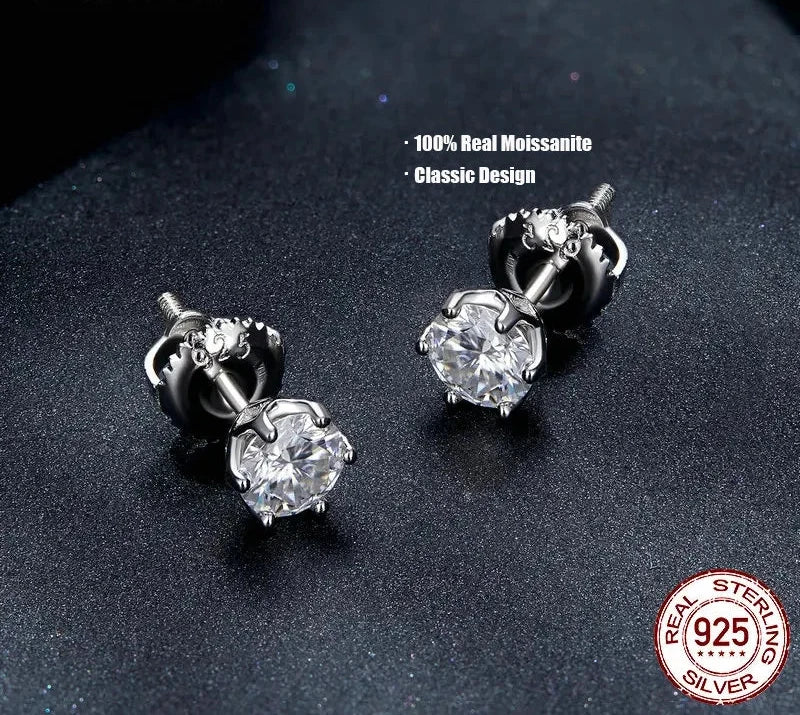 925 Silver D Color Brilliant Round Cut Lab Created Diamond Wedding Engagement Earrings