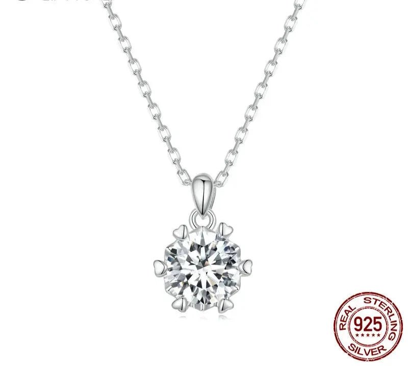 1 Carat Moissanite Pendant Necklace For Women High Quality 925 Sterling Silver Wedding Party Bridal Fine Jewelry 3 Colors